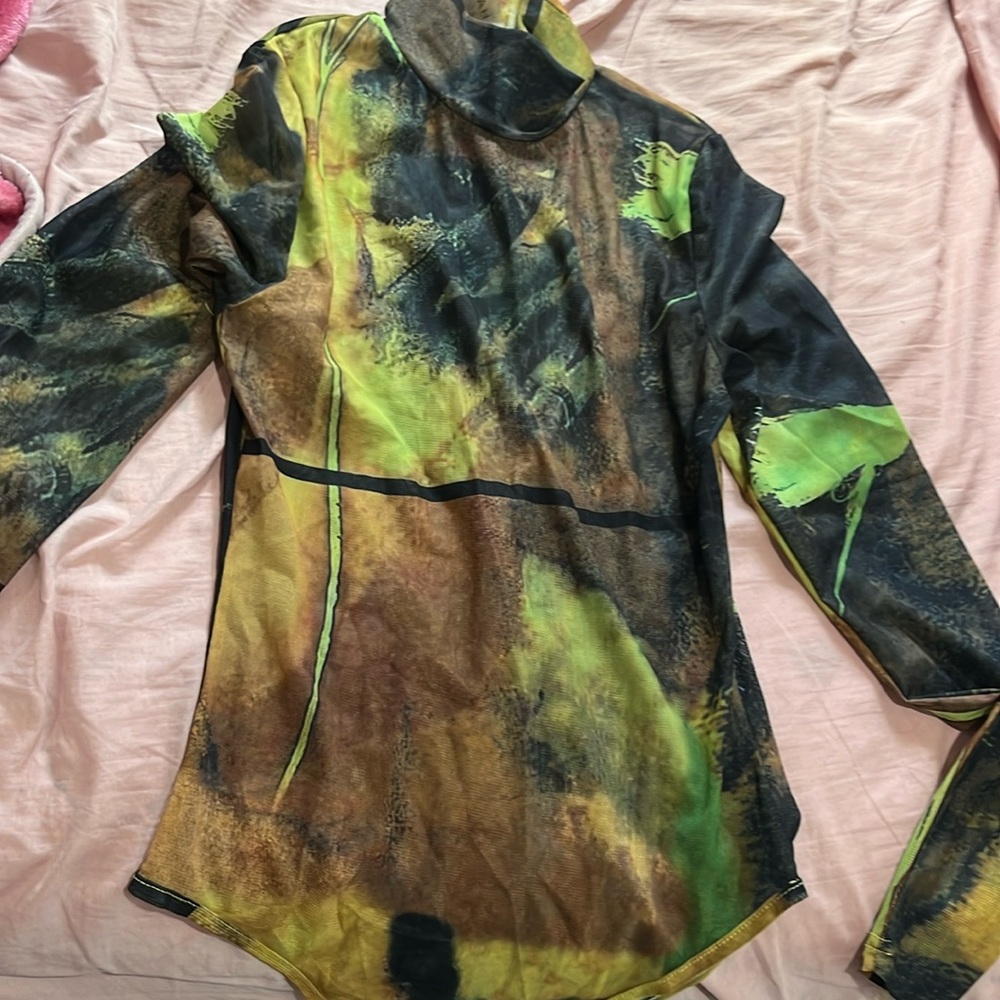 Small green sheer  worn body suit